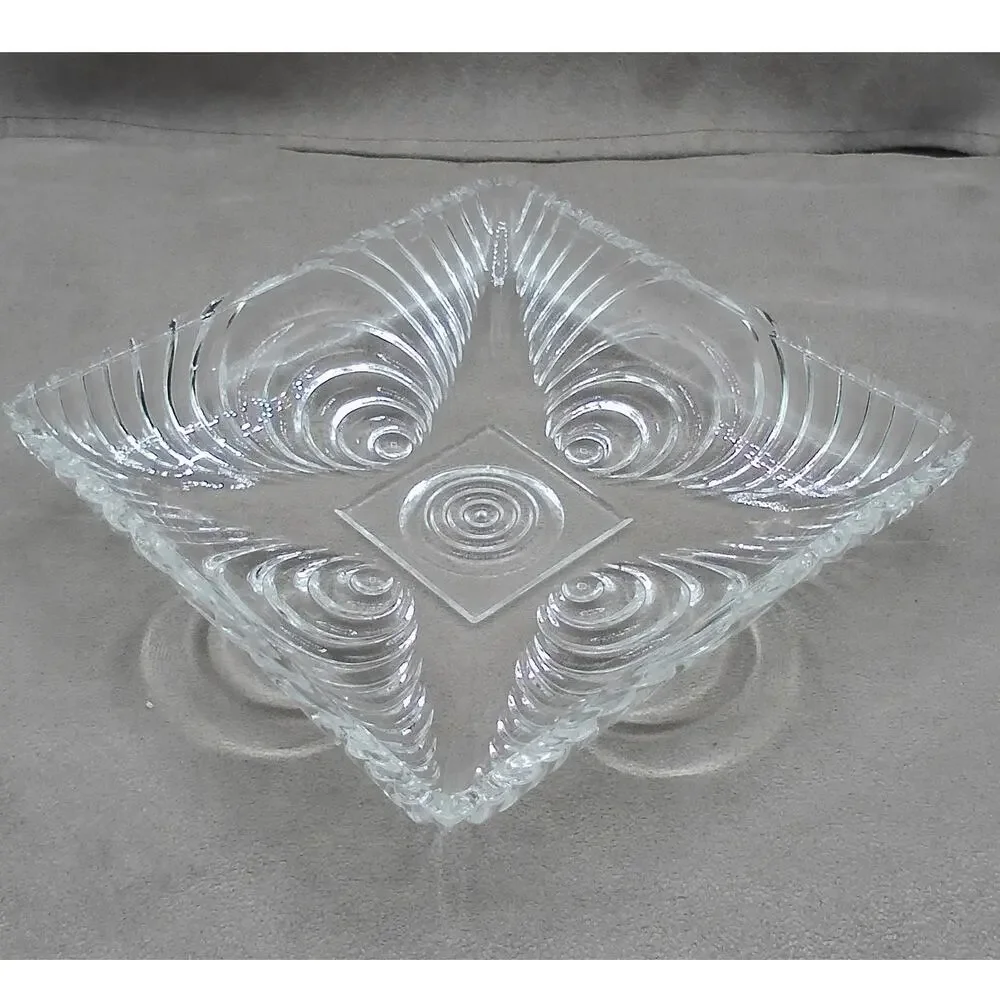 Hazel Atlas Open Candy Dish #574 Clear Sonic Wave Ripple Soundwave Vintage MCM